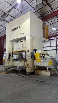 440 Ton, Stamtec #S2-400, straight side double crank press, 11.8" stroke, 27.5" Shut Height, air clutch &