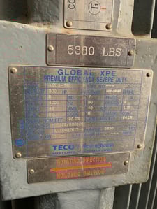 300 HP 890 RPM Teco Westinghouse, Frame 5808P-30, TEFC, 2300/4000Y Volts, VSS, vertical solid shaft AC Motor
