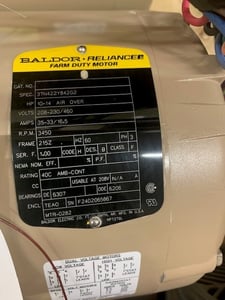 10 -14 HP 3450 RPM Baldor, Frame 215Z, TEAO, 208/230-460 Volts