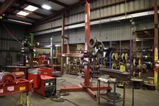 10' x 10' WeldWire #WWM-1010LD, welding manipulator w/ Lincoln subarc package, free standing x-base