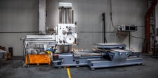 4" Tos #W100A, manual table type horizontal boring mill, 49" x 49" built-in rotary table, ISO 50 taper