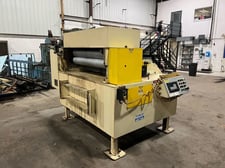 42" x .135" Dallas #DRF-642, Servo feed, 6" dia rolls, cabinet mounted, entry cascade rolls