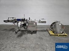 Quadrel #Moduline, In-Line Labeler, Stainless Steel, hot stamp printer & reject, on wheels, 220 V.