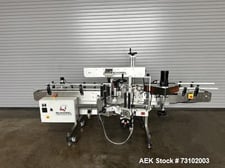 Quadrel Econoline, Pressure Sensitive Wrap Labeler, 4 panel, 150 Containers/Min, variable speed, 220 V.