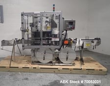 PDC #75E, Neck Bander & Sleever, w/ Heat Tunnel, 300 CPM, 0.375-3.5" diameter, 480 V., w/ tunnel, on stand