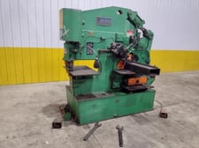 4" x 4" x 1/2" Hill-Acme #6A, hydraulic ironworker, 24" throat, 105 ton, hydraulic clamping, electric foot
