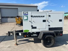25 KW Daewoo Doosan #D18PP, portable rental grade diesel generator set w/voltage selector switch, 120-240