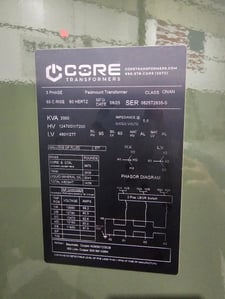 2000 KVA 12470GrdY/7200 Primary, 480Y/277 Secondary,Pad,proCORE(immediate shipment available)
