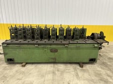 10 Stand, Yoder #M1-1/2, rollformer, 1.5" arbor, 8" roll space, 11" horizontal centers, 4"-7" vertical adj.
