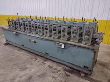 12 Stand, Rafter, rafted rollformer, 2" shaft diameter, 14" roll space, R-L, 12" horizontal centers, 4"-7"