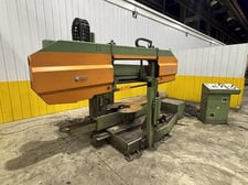 43" x 17" Peddinghaus #1100-DG, twin column & miter horizontal saw, 366.14" x 2.13" x .063" blade, 2007