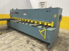 1/4" x 12' Niagara #SP-12-1/4, hydraulic shear, 12 holddown, 36" Back Gauge, 24 SPM, 10' front squaring arm