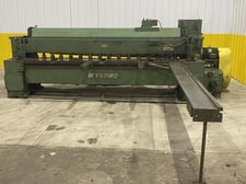 1/4" x 10' Wysong #1025, mechanical power squaring shear, 16 holddowns, 55 SPM, 36" front operated power back