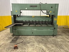 1/4" x 8' Betenbender, hydraulic power steel squaring shear, 1" x 4" blade, powered Back Gauge, 15 HP, 1988