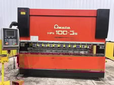 110 Ton, Amada #HFE100-3S, CNC hydraulic press brake, 10' overall, 106" between housing, 7.8" stroke, 16.5"