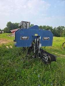 Tru-Cut, hydraulic resaw, 2-head, 1-1/4" bands, 28" wheels, 6" x 13' feed belt