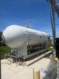 6565 gallon PES, Refrigerant Storage Tank System, R134a, skid mount pump & valve system, 250 psig, ASME