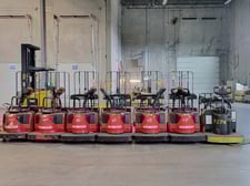 8000 lb. Raymond #8410, electric pallet jack Walkie Rider forklift, 24 V., 92" fork length (7 available)