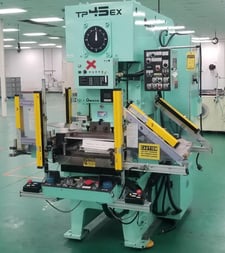55 Ton, Amada #TP45EX, open back gap frame press, with Fujishoko MC-600 NC roll feed, 2.75" stroke, 14.5"