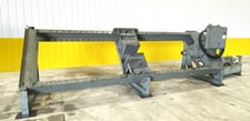 150 Ton, Dake, Horizontal Inclined Hydraulic Wheel Press, 8" Ram diameter, 48" Between Posts, 14' L, 10 HP