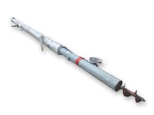 9" diameter x 53' long, Fertel, tubular inclined screw comveyor auger, carbon steel screw, 20 HP