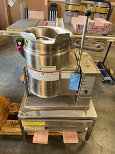 6 gallon Cleveland Range #KGT-6-T, Nat. Gas Steam Kettle, Stainless Steel, w/ Drain, stand w/ Drawer