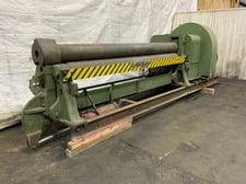 10' x 1/2" Bertsch #9, plate bending rolls, 13" roll diameter, air drop end, geared adjustment rear roll