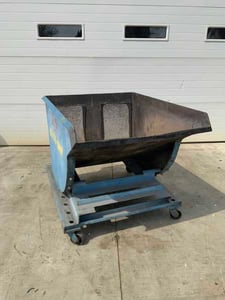 Self dumping trash hopper on casters, 1/2 yard, inside: 47" L x 36" W x 24" D, outside: 49" L x 39" W x 37" H
