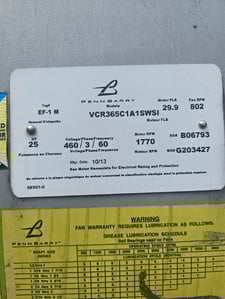Pennbarry #VCR365C1A1SWSI, circulation blower, 25 HP, 2013