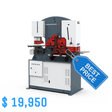 4.75" x 4.75" x 3/8" Comeq #CQ-55, Ironworker, Dual Cylinder, 5-Station, 60 Ton, 2.4" Stroke, 20" Throat