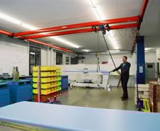 2.2 Ton, DeMag, double girder overhead modular bridge crane, 50' rail length, motorized travel