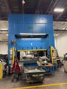 440 Ton, Seyi #SAG-440, straight side double crank press, 12" stroke, 30" Shut Height, 10" adj., 25-50 SPM