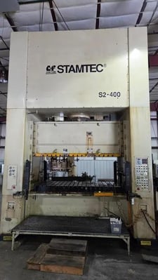 440 Ton, Stamtec #S2-400, straight side double crank press, 11.8" stroke, 27.5" Shut Height, 8.27" adj.