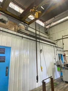 3 Ton, Budgit #115349-12, electric chain hoist, 4 button pendant Control, chain box, 1988