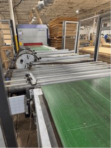 5' x 10' panel flipper, w/ 2x belt conveyors & controls