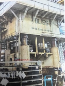 7000 Ton, Bliss #HS-7000-4R-48-144, vertical hydraulic down acting press