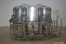 147 gallon Allied Beverage Tanks #Brewhouse, Complete System, 3.5 BBL, Stainless Steel, on platform w/ stairs