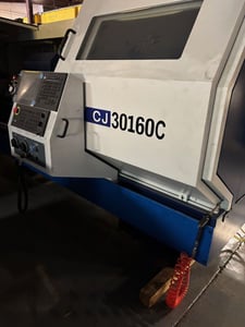 Kingston #CJ30160C, live tooling CNC flat bed lathe, C-Axis, Fanuc 0iTF, coolant system, 29.9" swing, 160"
