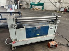 4' x 20 gauge WDM #B-2.6-48, plate roll, 3 roll initial pinch, 2 HP, 2.6" diameter roll, 14 FPM, 220 V., 2008