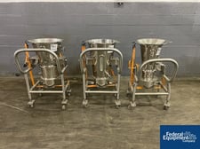 Yenchen #FBD8, Fluid Bed Dryer Bowls, LOT of 3, Stainless Steel, 2 Wurster & 1 dryer, on carts