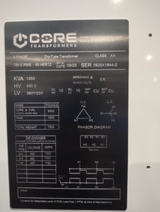 1350 KVA 480 Delta Primary, 380Y/277 Secondary, DRY, proCORE(immediate shipment available)