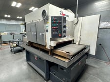 Timesavers #PFA-360, wet graining/grinding deburring machine, 37" grinding width, 60" belt length, 15-45 FPM