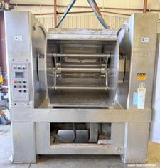 Oshikiri #HM1000, roller bar mixer, w/ Tilt Discharge, VFD, 1000 lb Capacity, Stainless Steel, 75 HP, AB HMI