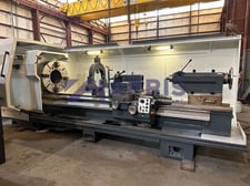 Weiler #E90, Oil country hollow spindle CNC lathe, 14" bore, 120" cc, 4-jaw 32" chuck, mint, 2007