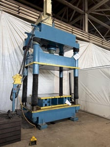 100 Ton, Dake #18-255, hydraulic 4-post spotting press, 36" stroke