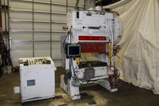 60 Ton, Minster #P2-60, straight side double crank, 1.5" stroke, 18" Shut Height, 1" ram adj., 42" x25"bed