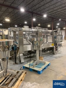 Serac, Rotary Filler, 5-Head, w/ sorter, scale, depalletizer