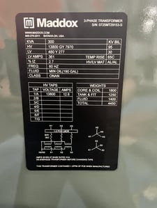 300 KVA 13800GY/7970 Primary, 480Y/277 Secondary, 3 phase, Padmount Transformer, Ready To Ship