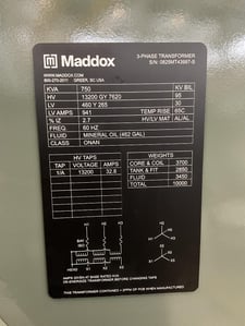 750 KVA 13200GY/7620 Primary, 460GY/265 Secondary, 3 phase, Padmount Transformer, Ready To Ship