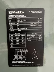 1000 KVA 24940GY/14400 Primary, 600Y/347 Secondary, 3 phase, Padmount Transformer, Ready To Ship